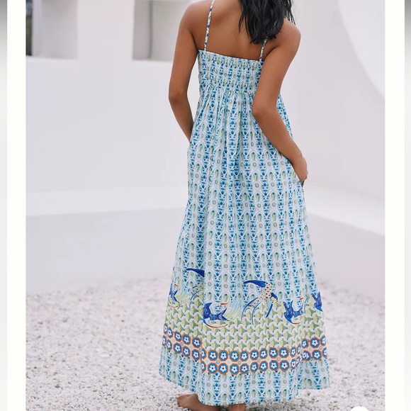 Anthropologie Sleeveless Square Neck Aline Maxi Dress - Picture 3 of 8